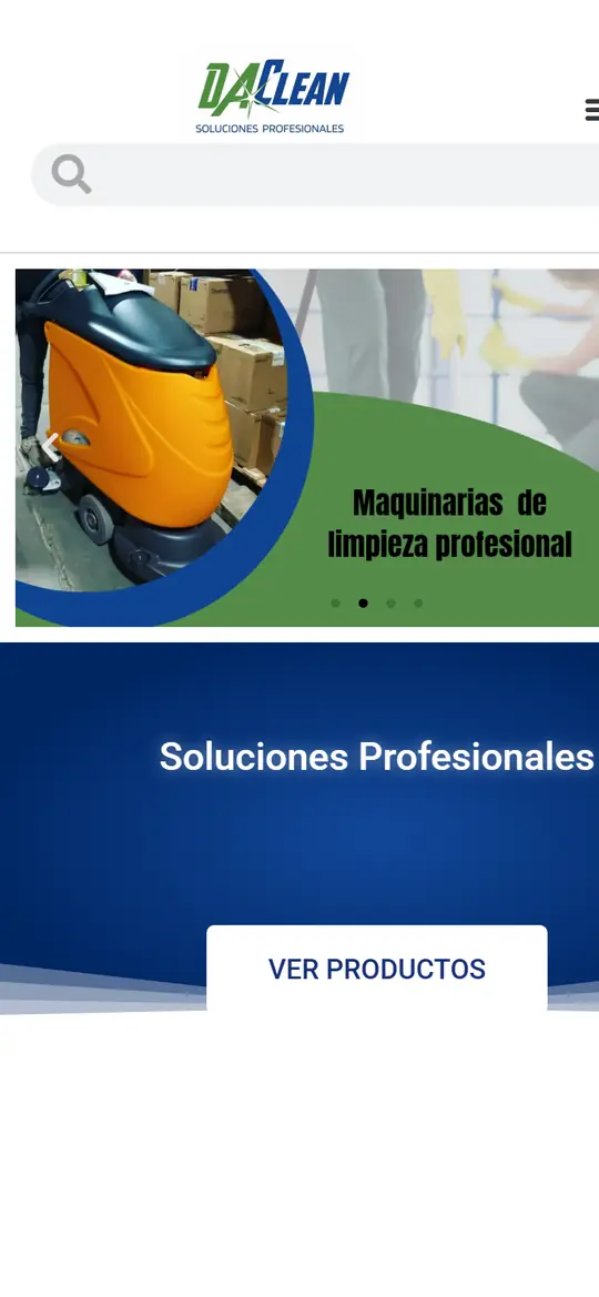 Sitio web de DaClean en el celular, hecho por Página Web Argentina