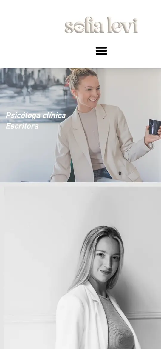 Sitio web de Sofia Levi en el celular, hecho por Página Web Argentina
